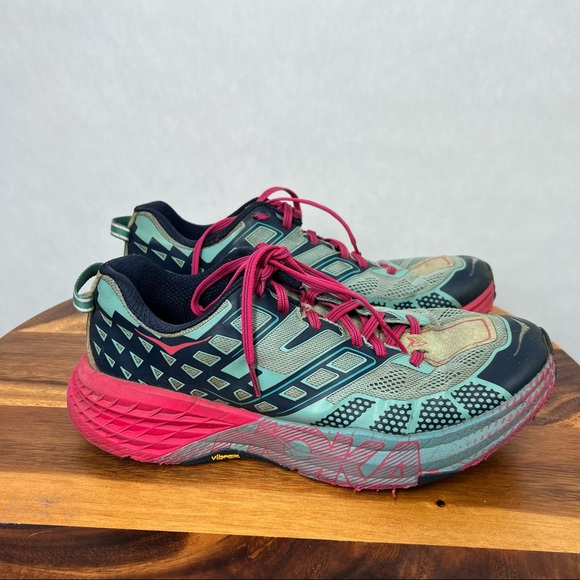 Hoka One One Speedgoat Pink Blue Women's Lace Up Athletic Shoes Size 9.5 - Picture 6 of 12